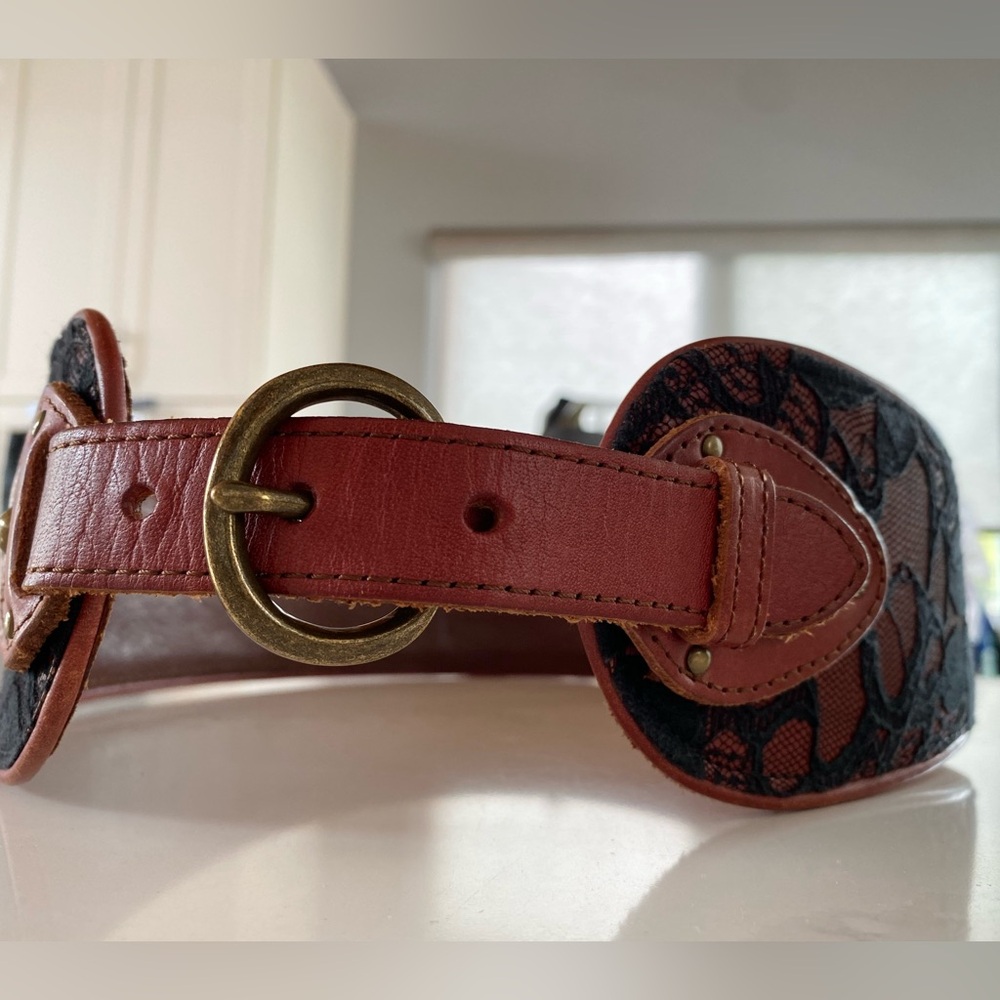 Anthropologie Lace Over Leather Belt - Picture 6 of 10